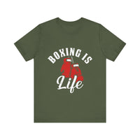 Load image into Gallery viewer, Boxing T-Shirt, Unisex Jersey Short Sleeve Tee with Boxing is Life Phrase, Fighter t-shirt, Gift for Boxer, Boxing Enthusiast Shirt, Boxing Coach Shirt