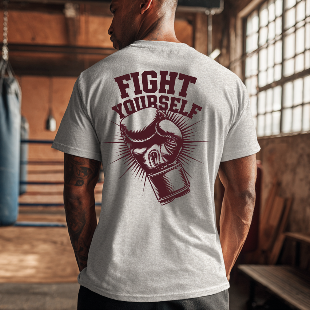 Empowering boxing Tee - Fight Yourself Motivation, Biggest opponent is life is yourself, Fitness Gift, Gym Apparel, Inspirational Shirt, Workout Clothing