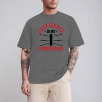 Load image into Gallery viewer, Boxing Tee that emphasizes how confidence is an essential part of the boxer's success. Gift for boxers and boxing fans.  Great to wear to the gym for a workout.