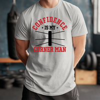 Load image into Gallery viewer, Boxing Tee that emphasizes how confidence is an essential part of the boxer's success. Gift for boxers and boxing fans.  Great to wear to the gym for a workout.